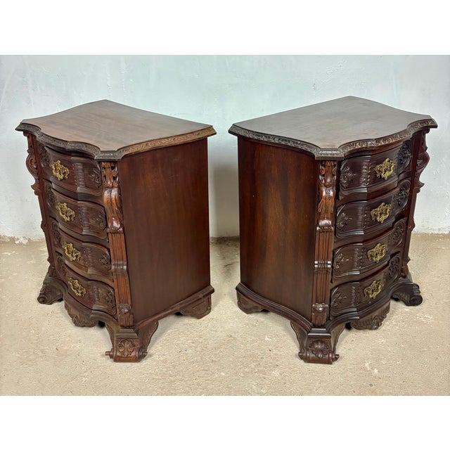 Wood Pair of Carved Wood Bedside Cabinets, 1930s For Sale - Image 7 of 18