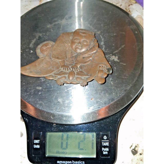 Metal Rare Antique Japanese Urashima Tarō Bronze Trinket Ring Dish For Sale - Image 7 of 7