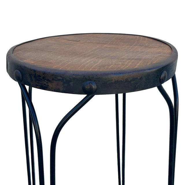 Early 20th Century Late Victorian Ice Cream Parlor Oak & Iron Bar Stool For Sale In Los Angeles - Image 6 of 7