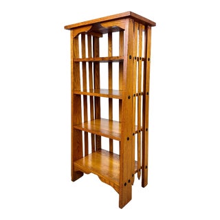 Early 20th Century Mission Oak Arts & Crafts 4-Shelf Bookcase Etagere For Sale