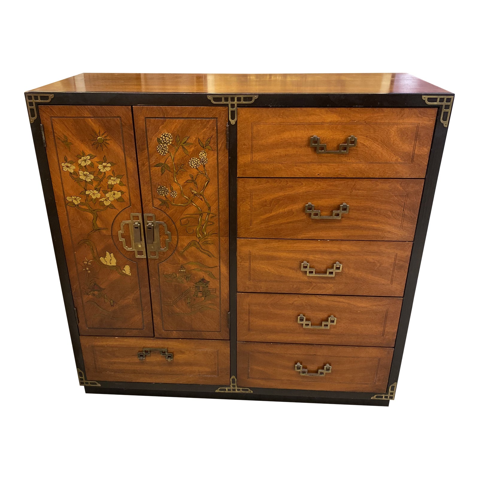 Bassett Furniture Asian Inspired Chinoiserie Chest of Drawers Chairish