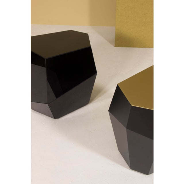 Three Rocks High Side Table in Black Glass from Insidherland For Sale - Image 6 of 10