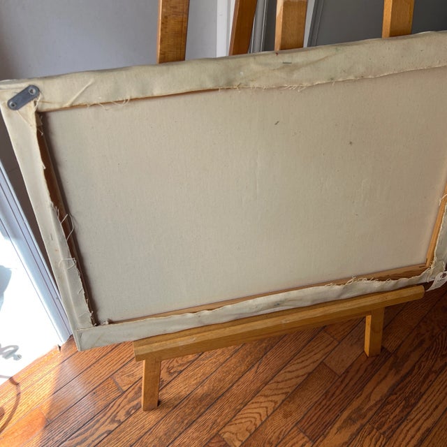 Tan 20 Th Century American School Oil on Canvas Abstract Still Life Bottles on Tabletop For Sale - Image 8 of 8