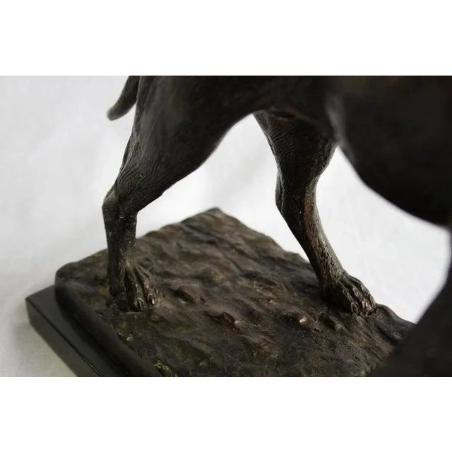 20th-Century French Dark Brown Bronze Dog Sculpture For Sale - Image 5 of 6