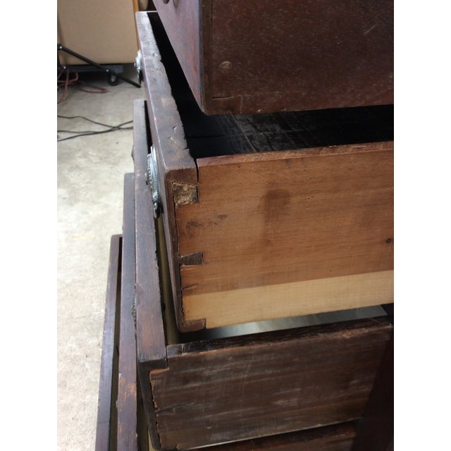 Antique Mission Style Chest of Eight Drawers With Brass Hardware For Sale - Image 13 of 18