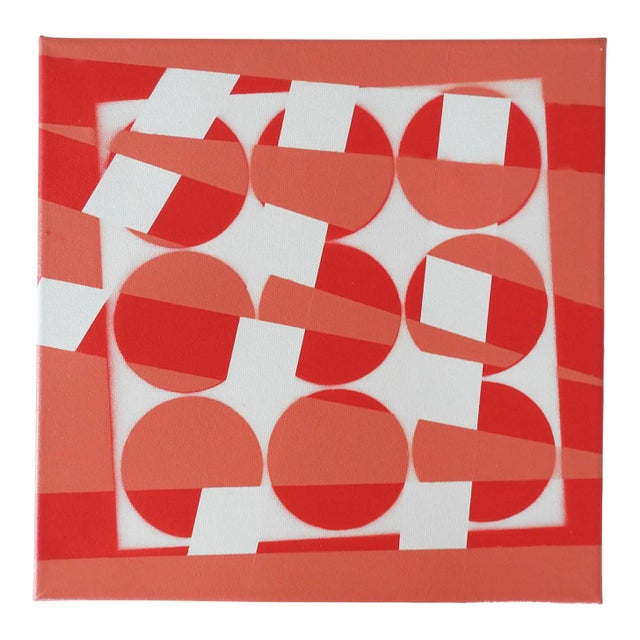 Contemporary Abstract Color Block Red White Painting For Sale