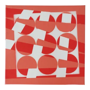Contemporary Abstract Color Block Red White Painting