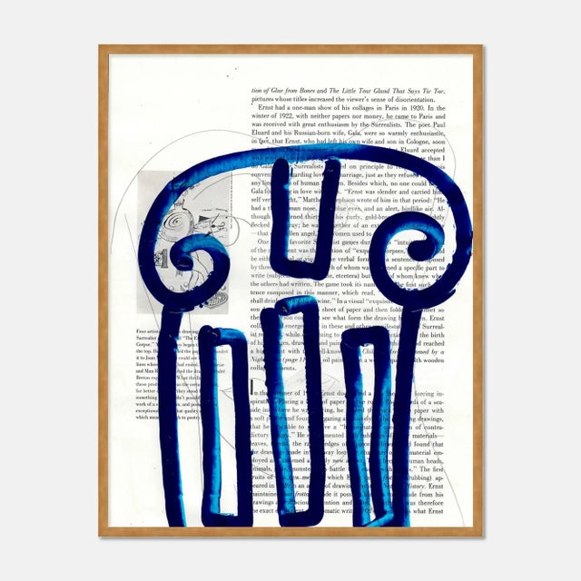 Contemporary Blue Column by Virginia Chamlee in Gold Frame, XS Art Print For Sale - Image 3 of 3