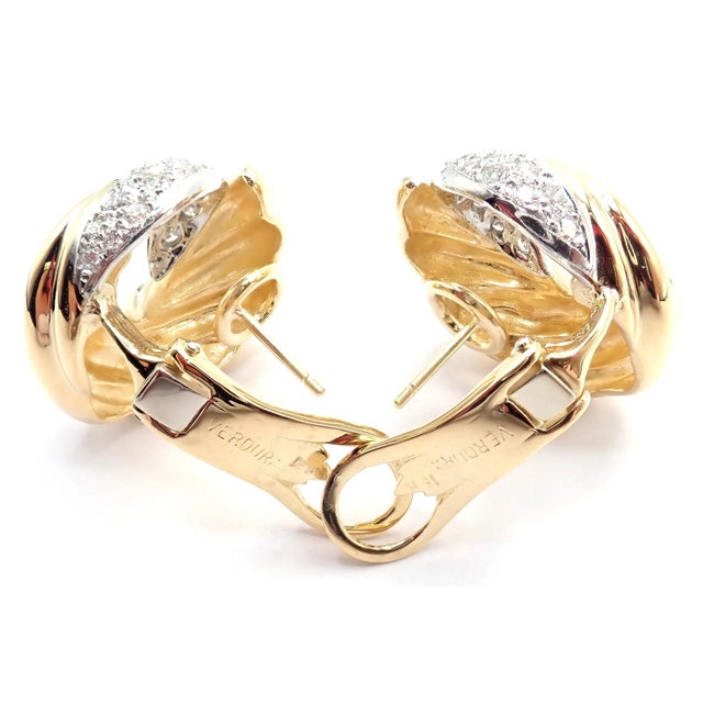 Late 20th Century Verdura Yellow Gold Diamond Swirl Earrings, Pair For Sale - Image 9 of 15