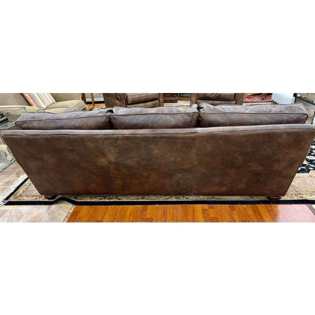 Animal Skin Restoration Hardware Lancaster Classic Brown Leather Luxe Depth Sofa For Sale - Image 7 of 8
