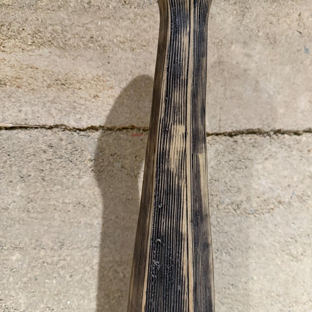 Elongated Modern Textured Vase Art Pottery Black & White For Sale - Image 11 of 14