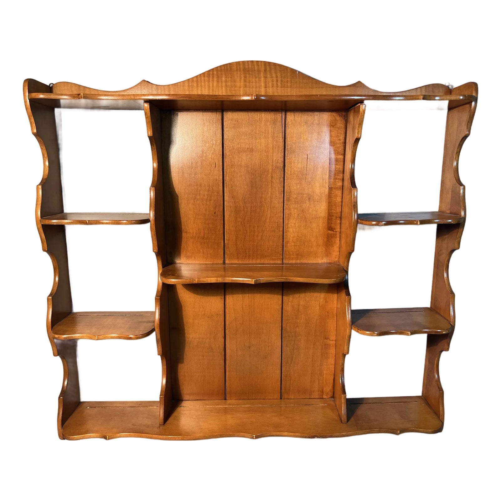 Curly Maple Wall Rack Curio Shelves Plate Rack | Chairish