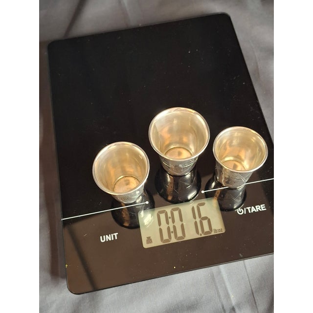 Antique Transitional Russian 84 Silver Kiddush Cups Zakhoder Kiev 1890-1915 - Set of 3 For Sale - Image 10 of 11