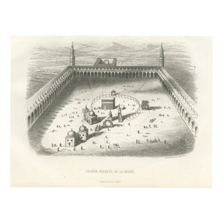 Antique Steel Engraving of Great Mosque of Mecca with the Kaaba, 1859 For Sale
