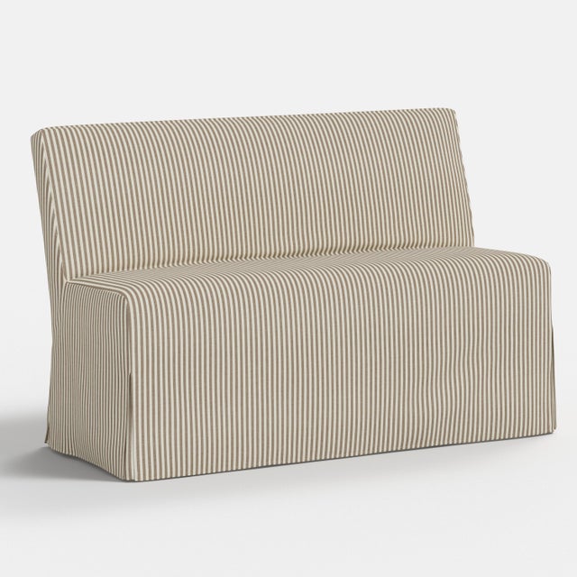 Spritely Home Stoffer Home x Cloth & Company Slipcover for Lindy Dining Banquette in Jane Stripe Burlap For Sale - Image 4 of 7
