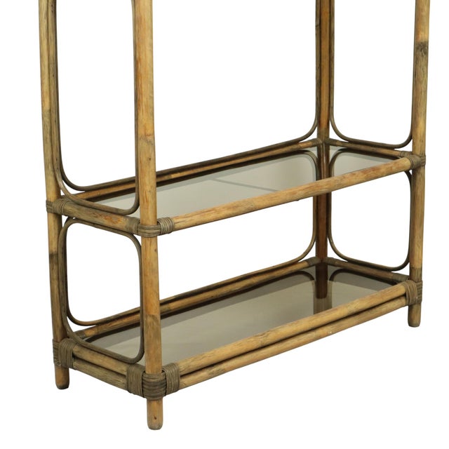 Black Vintage Boho Shelf Bookcase Bamboo and Smoked Glass, 1960s For Sale - Image 8 of 18