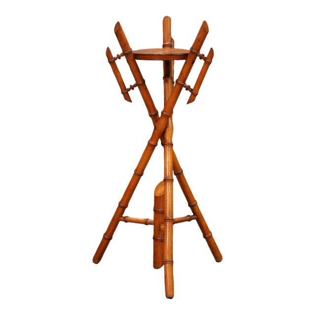 19th Century French Hand Crafted Faux Bamboo Tripod Display or Plant Stand For Sale