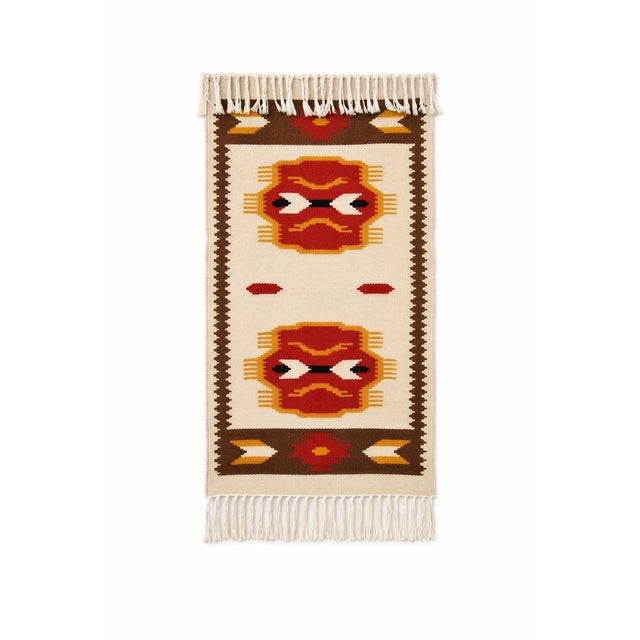 Mid-Century Hungarian Folk Art Handwoven Textile Wall Hanging, 1960s For Sale - Image 4 of 10