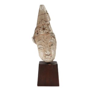 Ancient Gandharan Stucco on Terracotta Figural Buddha/Bodhisattva Bust