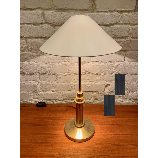 Modern 1980s Small Brass Telescoping Table Lamp For Sale - Image 3 of 7