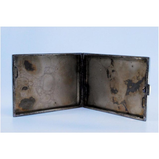 Guilloche Silver Cigarette Case with Gold Interior and Hinged Lid For Sale - Image 4 of 8