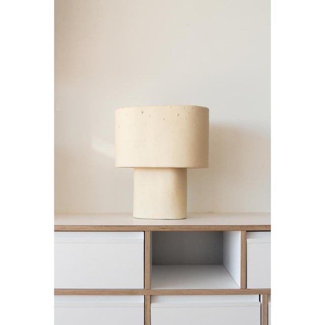 Beige Medium Table Lamp in Stoneware with Drops Effect Glaze by Lucas Huillet For Sale - Image 14 of 17