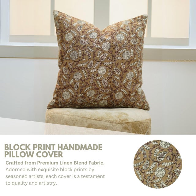 Fabdivine Shilong Handmade Pure Linen Pillow Cover 18x18 Decorative Throw Cushion For Sale - Image 9 of 9