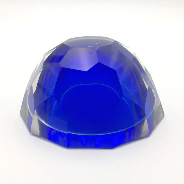 Large Sommerso Diamond Faceted Geode Glass Bowl by Mandruzzato, Italy, 1970s For Sale - Image 7 of 11