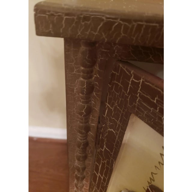 Brown American Colonial Crackle Painted Cabinet For Sale - Image 8 of 11