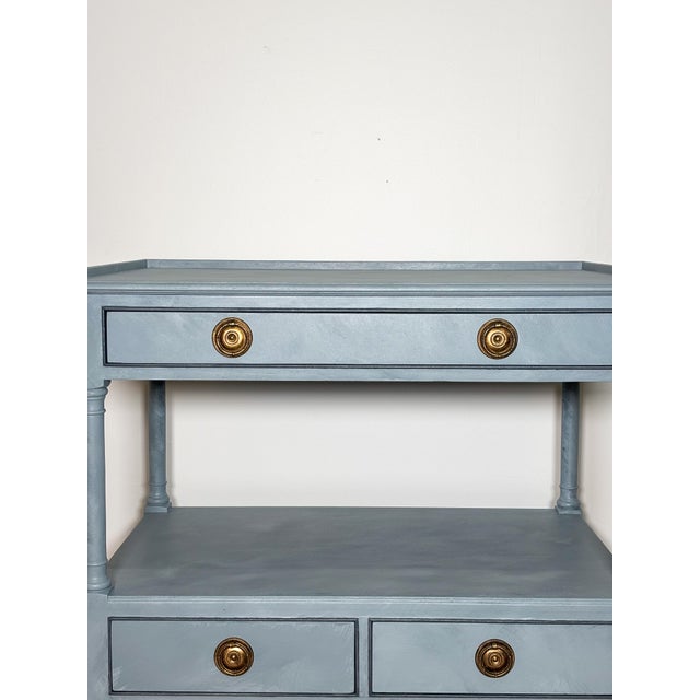1920s Dusty Blue French Style Side Table, Newly Refinished For Sale - Image 12 of 14