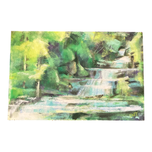 Mid Century Modern Abstract Waterfall’s Painting Signed