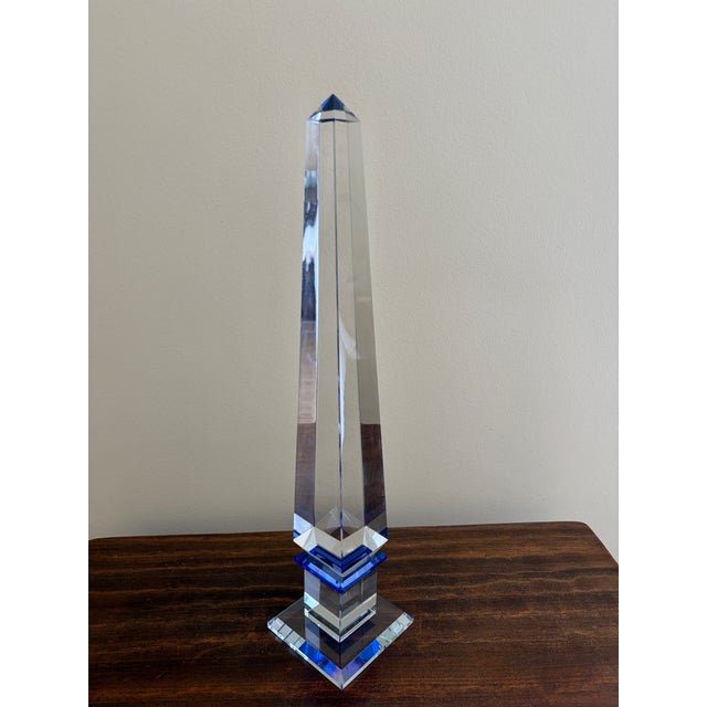 Late 20th Century Neoclassical Grand Tour Crystal and Cobalt Blue Obelisk For Sale - Image 5 of 7