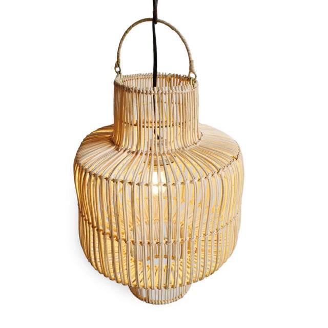 Raw wicker hand woven pendant light. Each may vary slightly in natural tones, handmade form, and inherent imperfections....