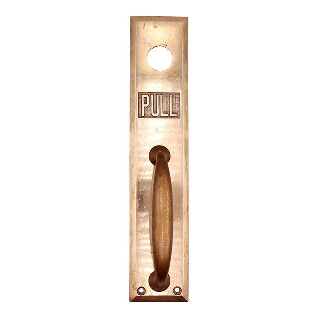 Reclaimed Sargent Polished Brass Commercial Door Pull For Sale