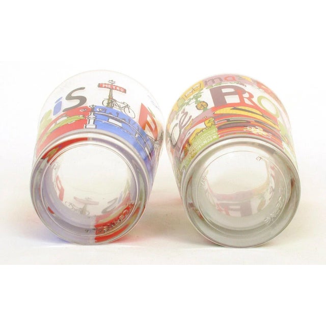 Glass Cerve Provence Paris France Decorated Drinking Glasses Made in Italy - Set of 2 For Sale - Image 7 of 8