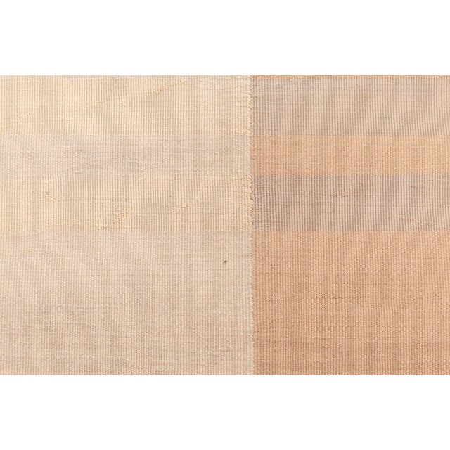 Contemporary geometric beige, white flat-weave wool rug by Doris Leslie Blau. Size: 4'0" x 5'8" (121 × 172 cm). Flat-woven...