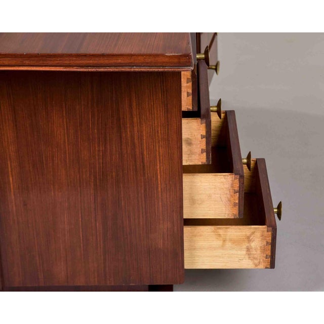 French Art Deco Mahogany Executive Desk With Inset Leather Writing Surface, Circa 1930s For Sale - Image 9 of 13