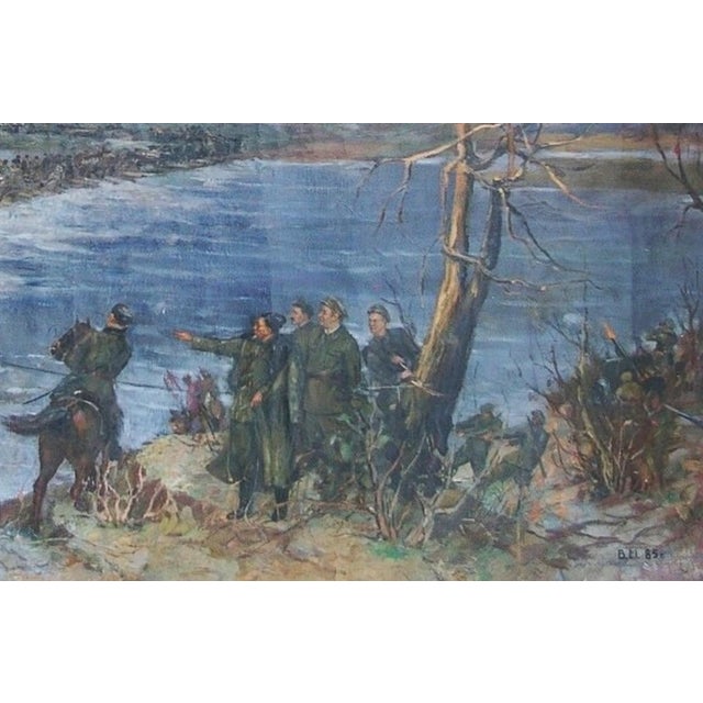 1980s Soviet War Painting, Ukrainian Socialist Realism Art, 1985 130-200 For Sale - Image 5 of 6