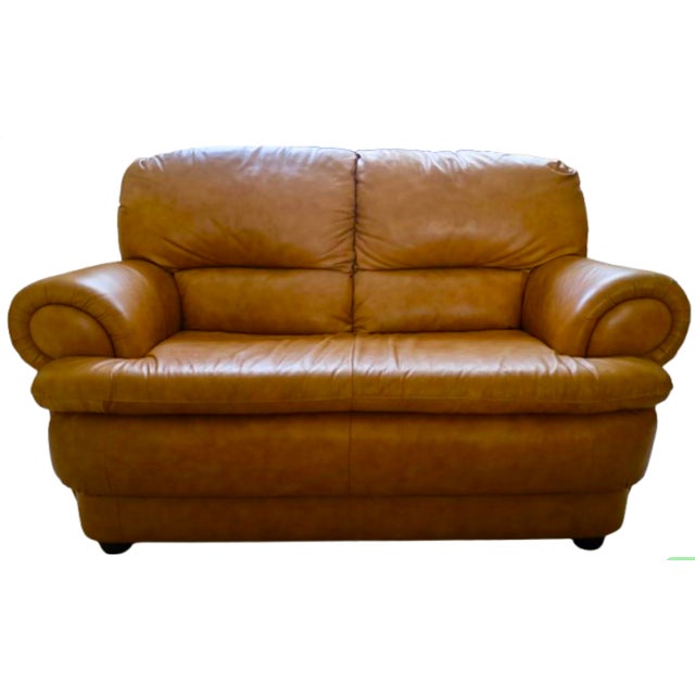 Chateau d'Ax Italian Leather Loveseat 2 Seater For Sale - Image 17 of 17