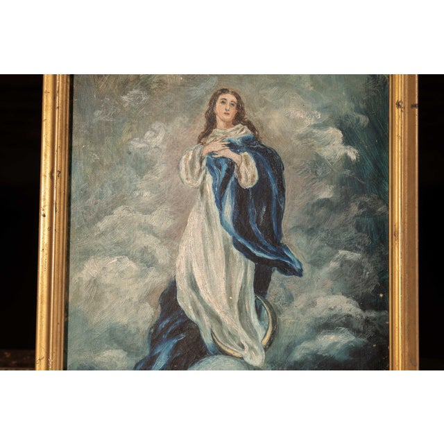 Baroque Early 20th Century "Immaculate Conception" | Framed After-Murillo Oil on Canvas Painting For Sale - Image 3 of 6