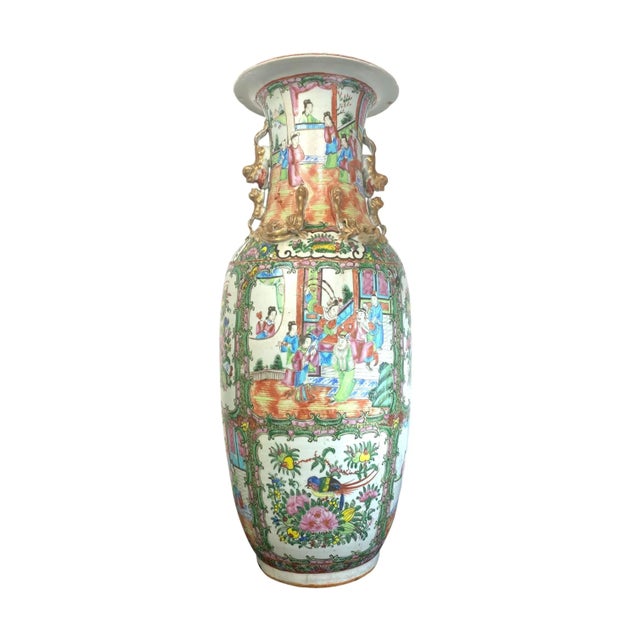 Chinese Export Porcelain Rose Medallion Vase, 23in, Canton, Ca. 1860 For Sale - Image 4 of 12
