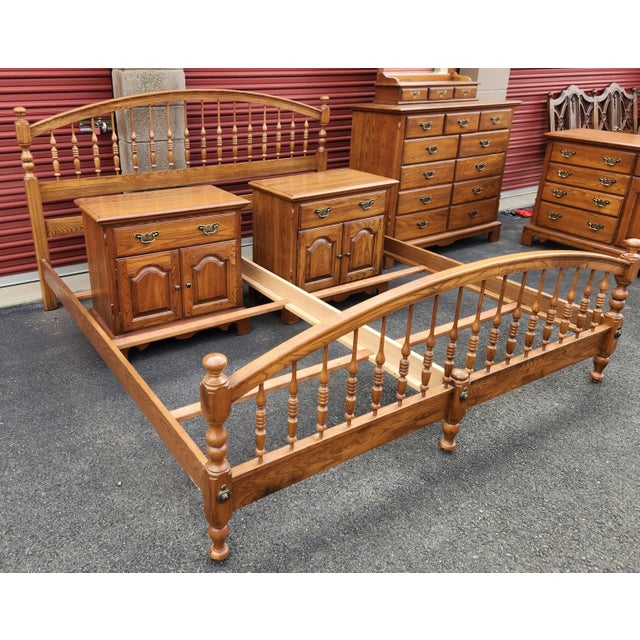 Traditional 1990s Durham Furniture Solid Wood Complete King Bedroom Set For Sale - Image 3 of 13