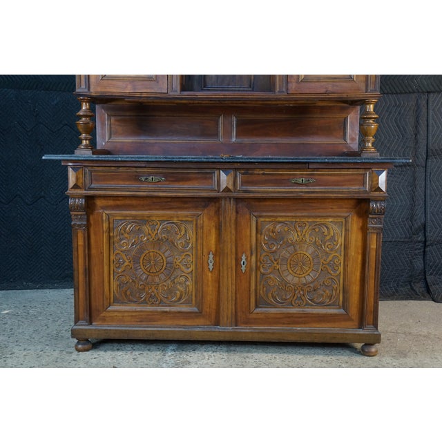 Late 19th Century Antique 19th C. French Renaissance Revival Carved Walnut Buffet Hutch Cupboard For Sale - Image 5 of 18