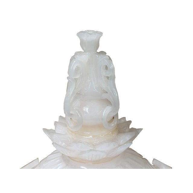 Asian Dragon Relief Carving White Stone Incense Holder Lidded Urn Ceremonial Vessel For Sale - Image 11 of 18