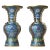 Pair Chinese cloisonne enamel vases with floral designs on blue ground and gilt mounts representing stylized dorsal fins...