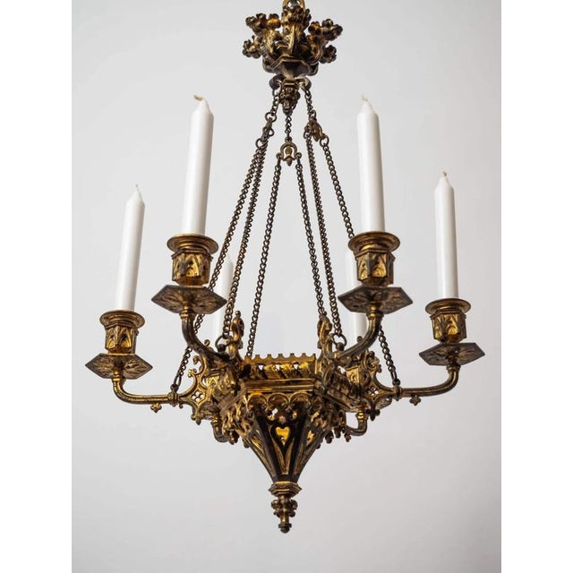 Metal Smaller Neo-Gothic Six-Arm Chandelier For Sale - Image 7 of 8