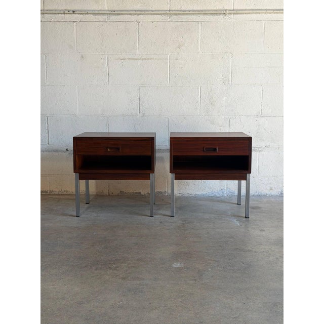 In Style of Nipu Mobelfabrik Rosewood 1-Drawer Nightstands Set of 2 Danish Mid-Century Modern 1970s For Sale - Image 11 of 11
