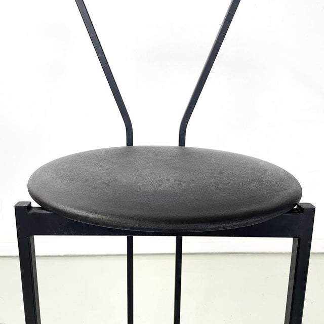 Italian Modern High Stool in Black Metal and Rubber, 1980s For Sale - Image 10 of 15