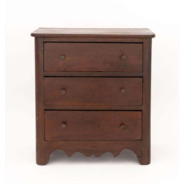 Georgian Dark Stained Oak Diminutive Chest of Three Drawers. 20.75" H x 19" W x 9.5" D. Provenance: From a Madison Avenue...