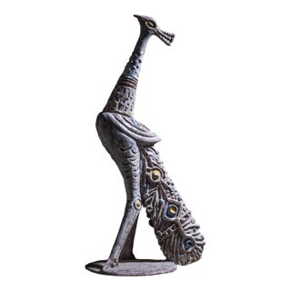 Terracotta Peacock by Mitri Giovan Battista (1915–2000), Venice, Italy, 1950s For Sale